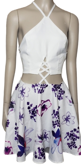 Strappy Halter Dress Womens S 2/4 Above Knee - Picture 1 of 7